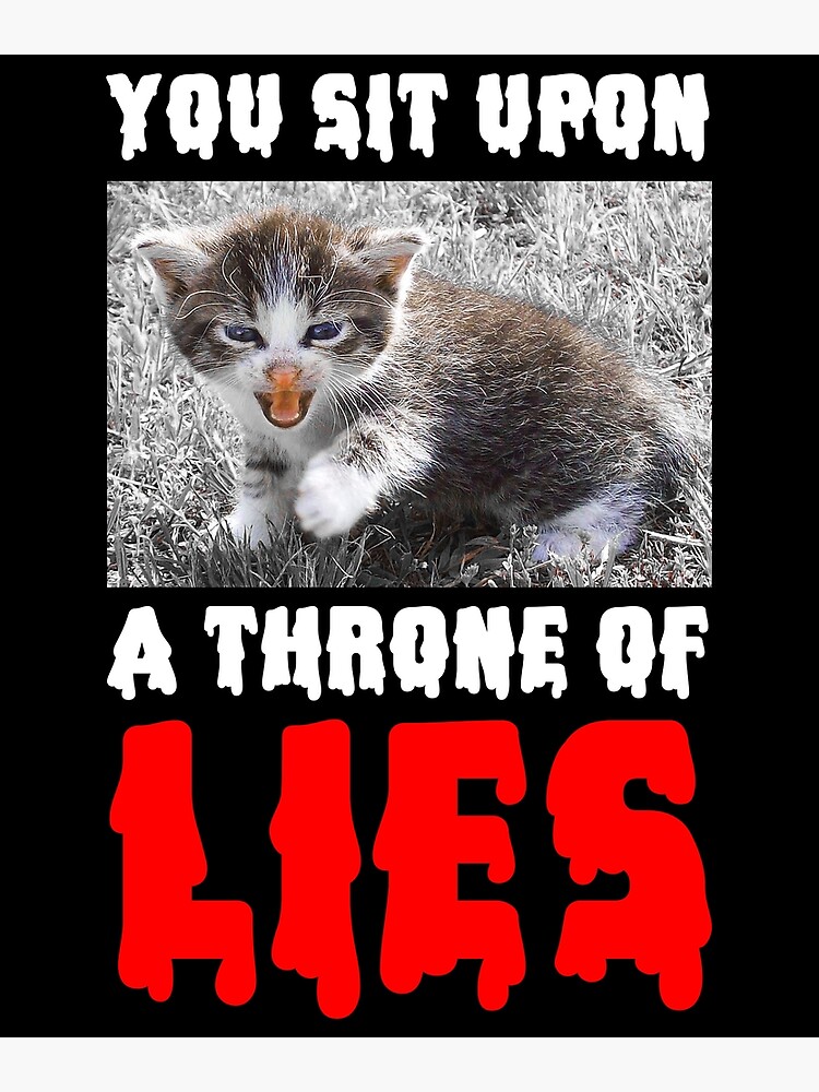 "You Sit Upon a Throne of LIES Funny Cat Meme" Poster for Sale by