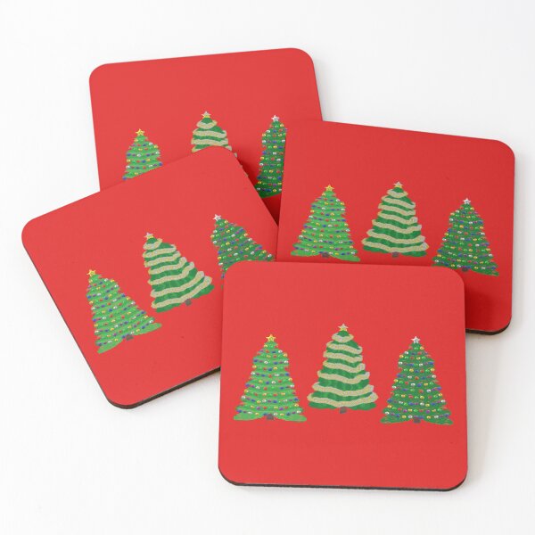 Item preview, Festive Christmas Trees Trio (Red Background) designed and sold by ArtByLM.