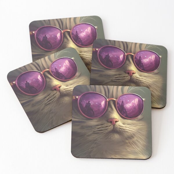 Item preview, Charismatic British Cat with Purple Round Sunglasses | designed and sold by Darlingly.