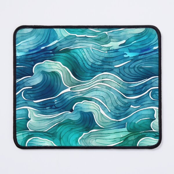 Item preview, Abstract Watercolor Waves Sea Ocean Blues, Greens and Aqua Colors Bathroom Design designed and sold by ClairesPatterns.