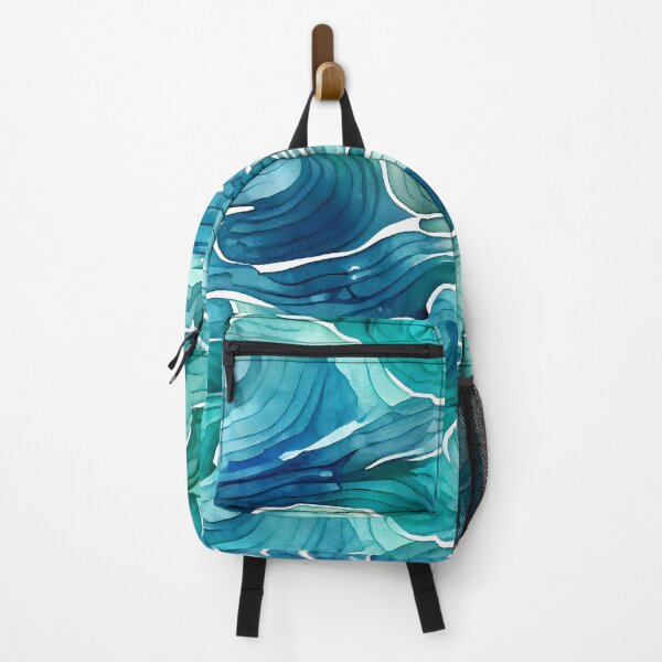 Item preview, Abstract Watercolor Waves Sea Ocean Blues, Greens and Aqua Colors Bathroom Design designed and sold by ClairesPatterns.