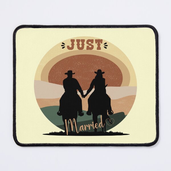 Item preview, Just Married - Cowboy Couple On Horseback designed and sold by handsoftime2020.
