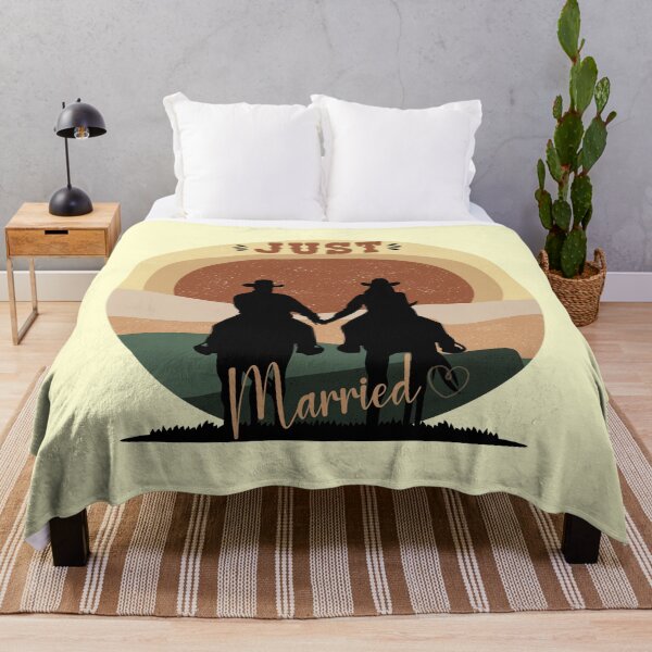Item preview, Just Married - Cowboy Couple On Horseback designed and sold by handsoftime2020.