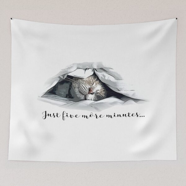 Item preview, Just five more minutes - Cute sleeping cat  designed and sold by tinytiger77.