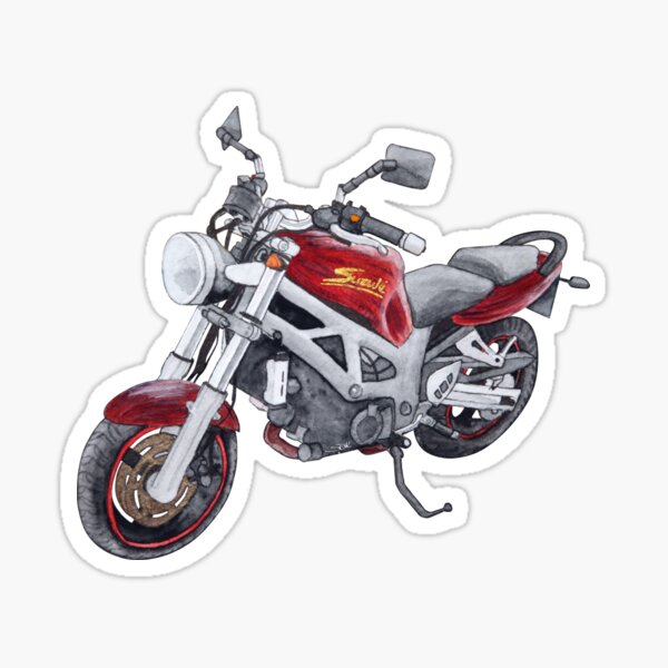 Red Suziki SV650 motorcycle in watercolor Sticker