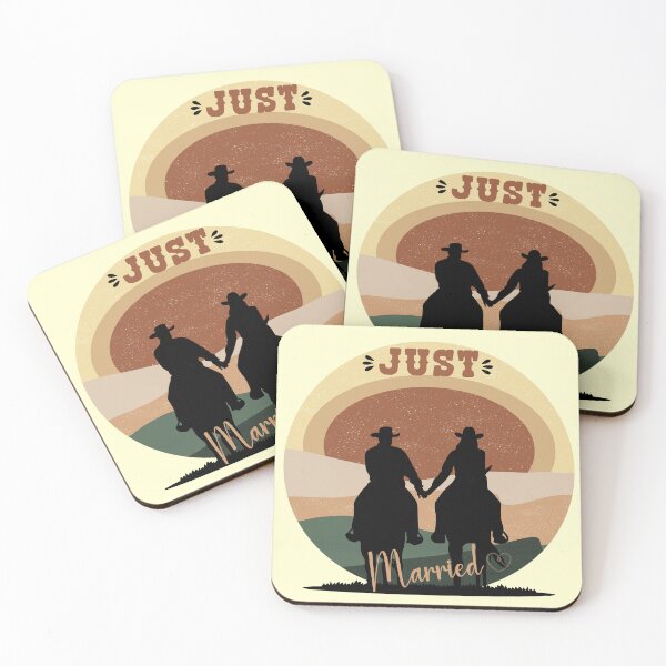 Item preview, Just Married - Cowboy Couple On Horseback designed and sold by handsoftime2020.