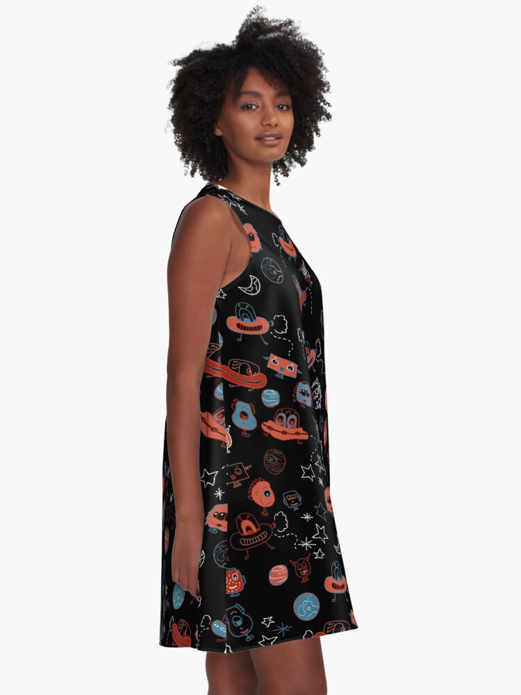 Thumbnail 2 of 4, A-Line Dress, Feeling Alien? designed and sold by LilyBurgess.