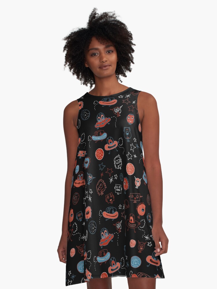 Thumbnail 1 of 4, A-Line Dress, Feeling Alien? designed and sold by LilyBurgess.