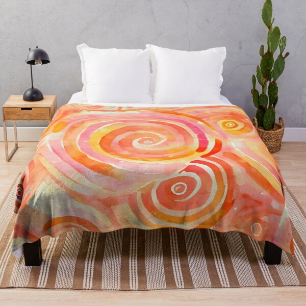 Item preview, Orange and Red Spiral Watercolor Pattern Relaxing and Zen Gentle Pastel Colors designed and sold by ClairesPatterns.