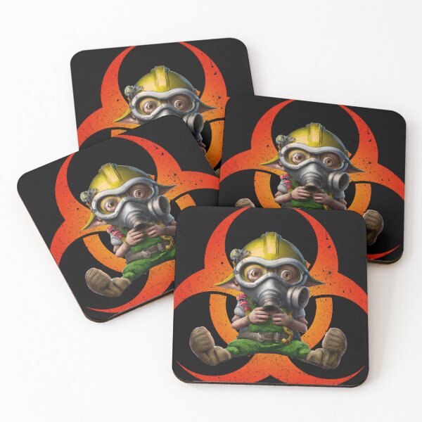 Item preview, Cute Toxic goblin with biohazard symbol wearing gas mask to prevent toxins designed and sold by Dreamakerstudio.
