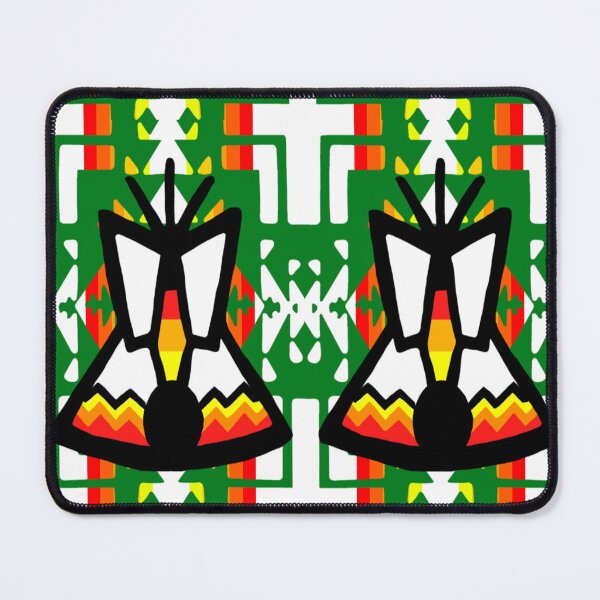 Item preview, Green / Fire Color / White Tipi Native Blanket Print designed and sold by JMWCD.