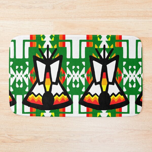 Item preview, Green / Fire Color / White Tipi Native Blanket Print designed and sold by JMWCD.