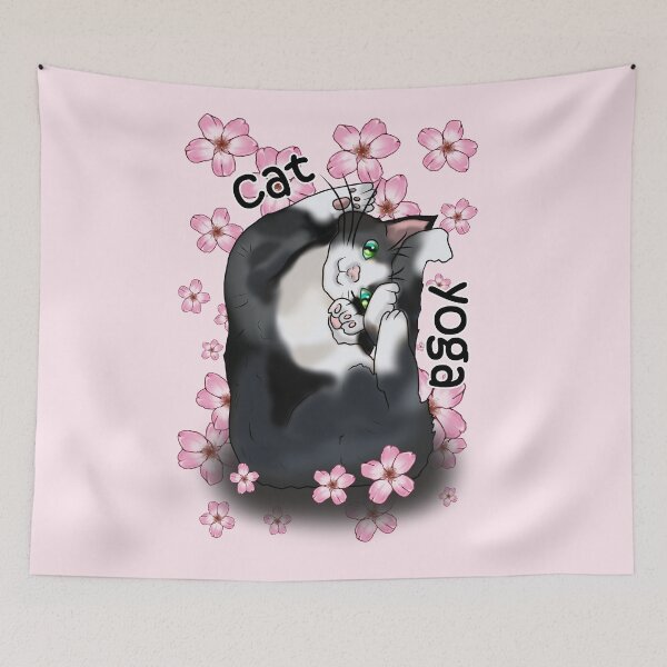 Item preview, cat yoga with flowers designed and sold by BeingNow.