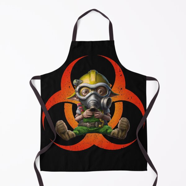 Item preview, Cute Toxic goblin with biohazard symbol wearing gas mask to prevent toxins designed and sold by Dreamakerstudio.