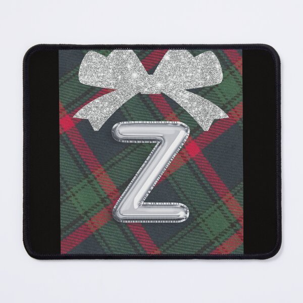 Item preview, Glorious Red and Green Plaid with Glittering Bow and Puff Initial-Z designed and sold by SunMoonBeyond.