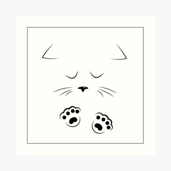 Impression Artistique Contour Noir Dessin Visage De Chat Avec Des Pattes Par Alexx60 Redbubble