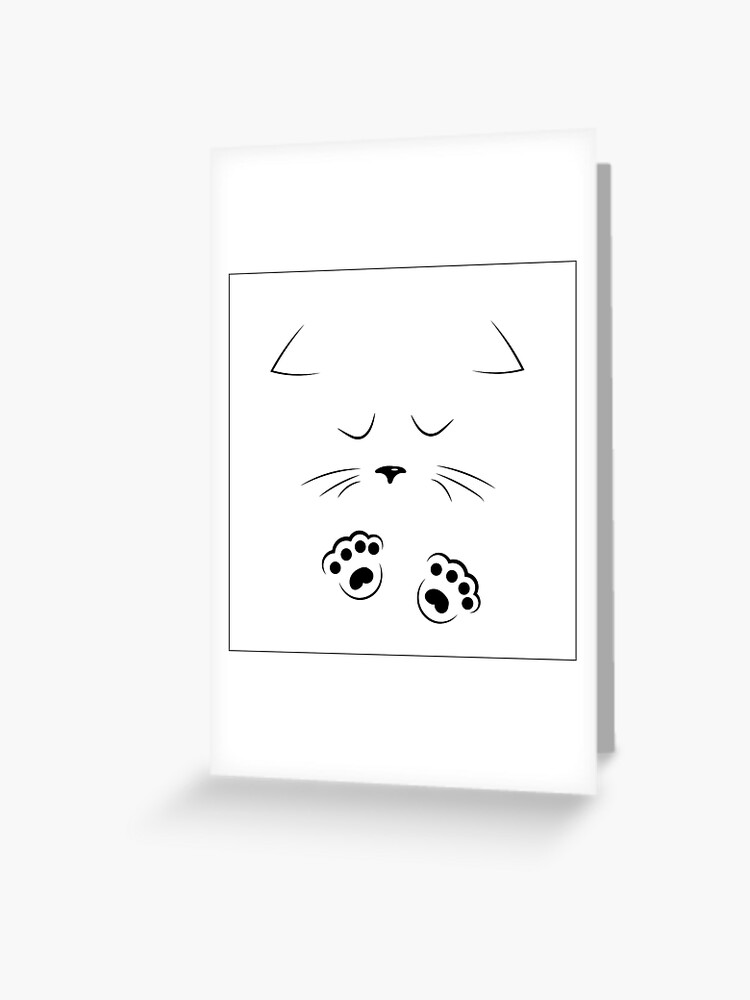 Tarjetas De Felicitacion Contorno Negro Dibujo Cara De Gato Triste Con Patas De Alexx60 Redbubble