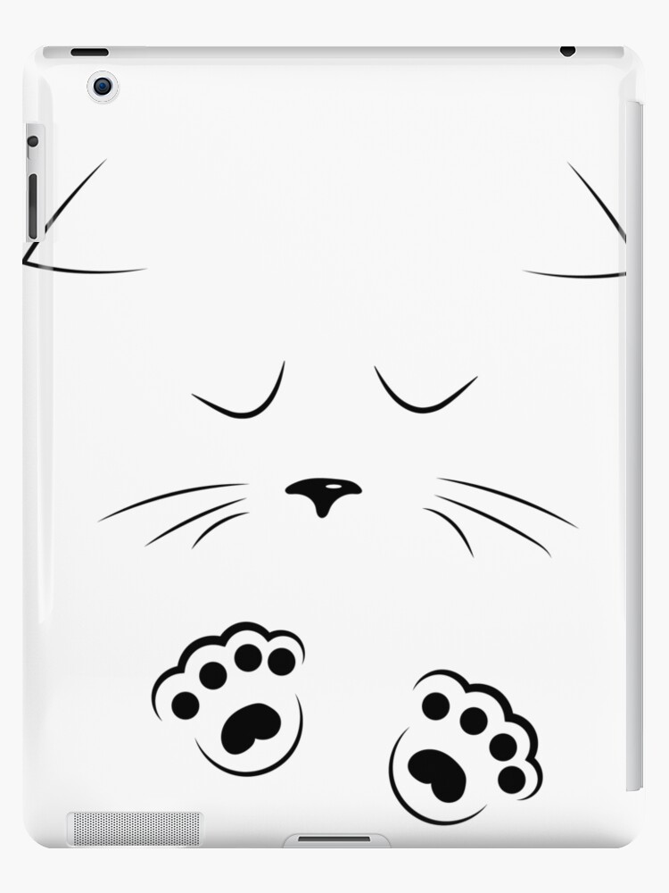 Funda Y Vinilo Para Ipad Contorno Negro Dibujo Cara De Gato