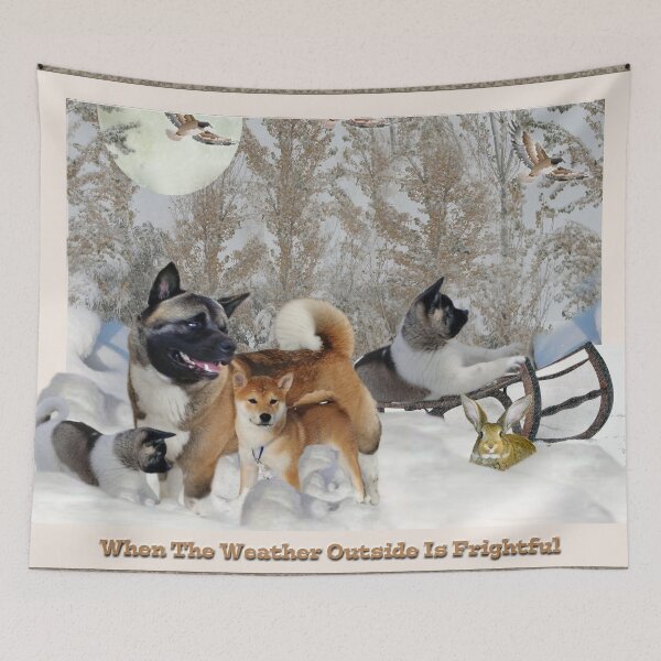 Item preview, Akita Winter Folic Cards,Gifts And Apparel designed and sold by Friskybizpets.