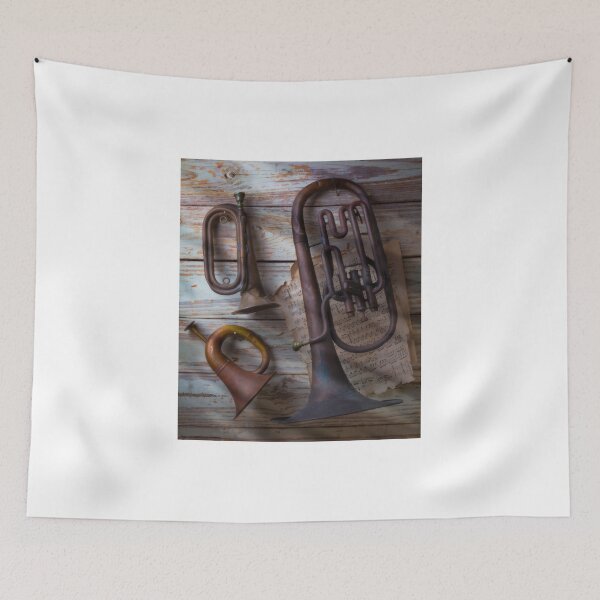 Item preview, Three Old Horns On Wooden Wall designed and sold by Garry Gay.