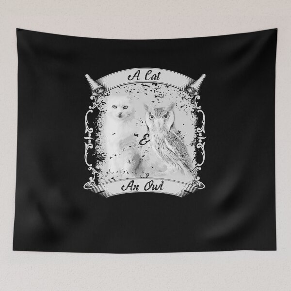 Item preview, A Cat and An Owl - Sticker -Redbubble designed and sold by bluehatgraphics.