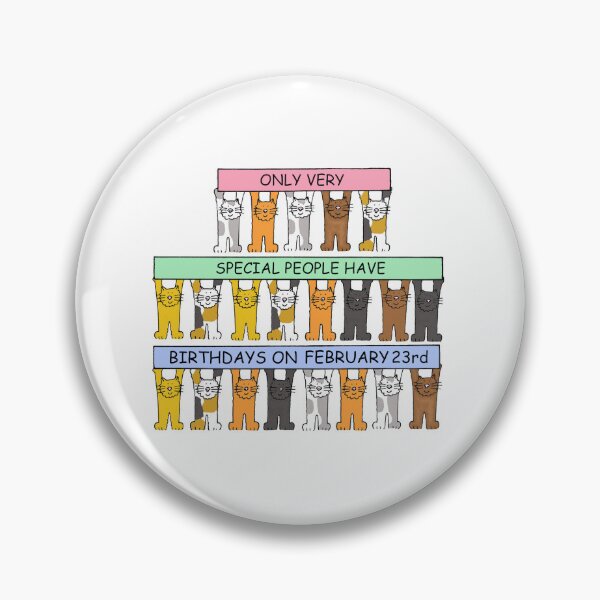 Item preview, February 23rd Birthday Cute Cartoon Cats Holding Banners designed and sold by KateTaylor.