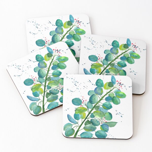 Item preview, Green watercolor eucalyptus leaf art designed and sold by Tammy Kaye.