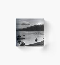 Sunrise over Nissaki - B&W Acrylic Block