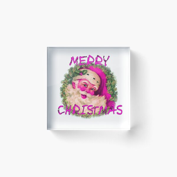 Item preview, retro vintage pink santa claus merry christmas designed and sold by rachidrib.