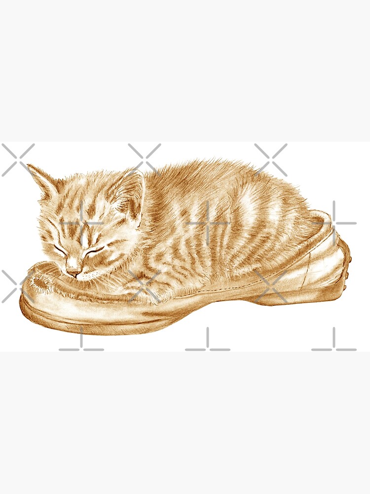"Kitten sleeping in an old shoe brown colorized version" Poster for Sale by SylvieG18 Redbubble