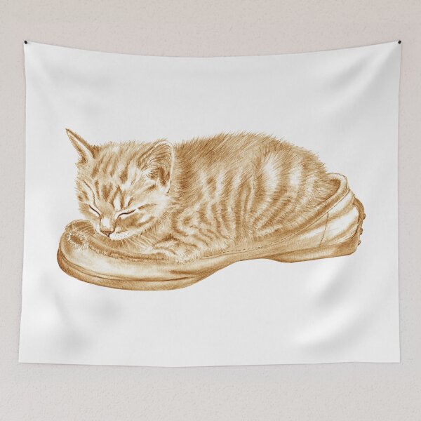 Item preview, Kitten sleeping in an old shoe - brown colorized version designed and sold by SylvieG18.