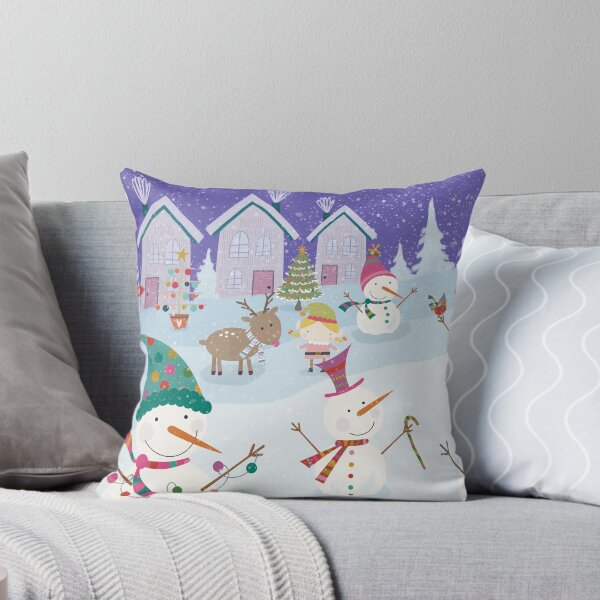 Item preview, Cute wintery landscape with the happy Snowmen having Christmas partytime in the snow designed and sold by marina63.
