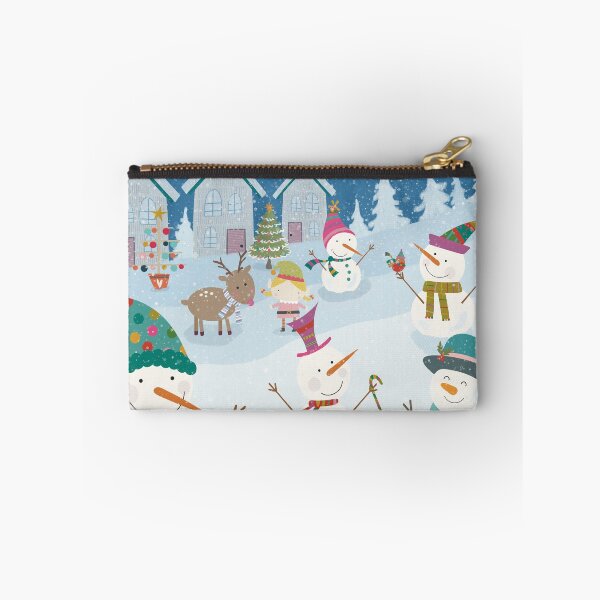 Item preview, Cute wintery landscape with the happy Snowmen having Christmas partytime in the snow designed and sold by marina63.