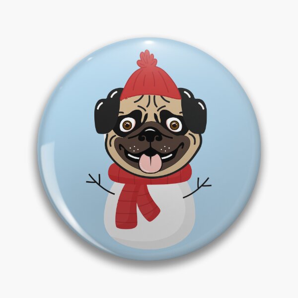 Item preview, Snowpug (Snowman Pug) Dog Head with Winter Clothes designed and sold by SeasonalDogs.