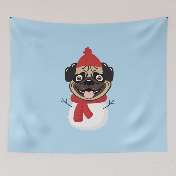 Item preview, Snowpug (Snowman Pug) Dog Head with Winter Clothes designed and sold by SeasonalDogs.