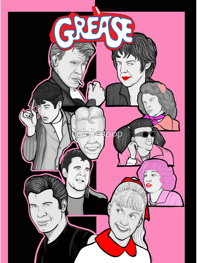 "Grease character collage" Sticker for Sale by gjnilespop Redbubble