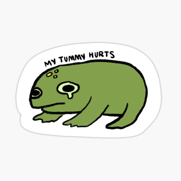 my-tummy-hurts-frog-sticker-for-sale-by-iristocat-redbubble