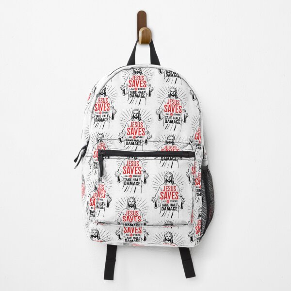 Item preview, Jesus Saves All Others Take Half Damage - (Red)  designed and sold by RoleplayRealm.