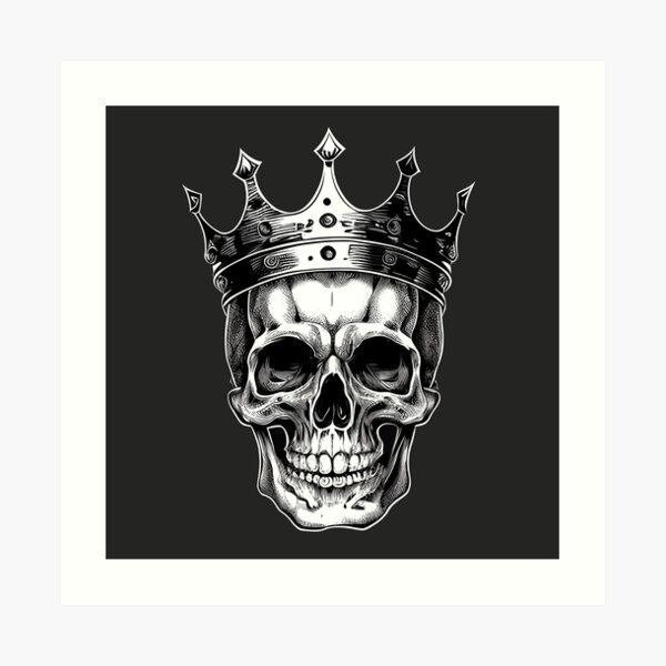 Skull King, Skull with Crown, Skull Wearing a Crown, Vintage Skulls, Black and White,  Art Board Print for Sale by EclecticAtHeART