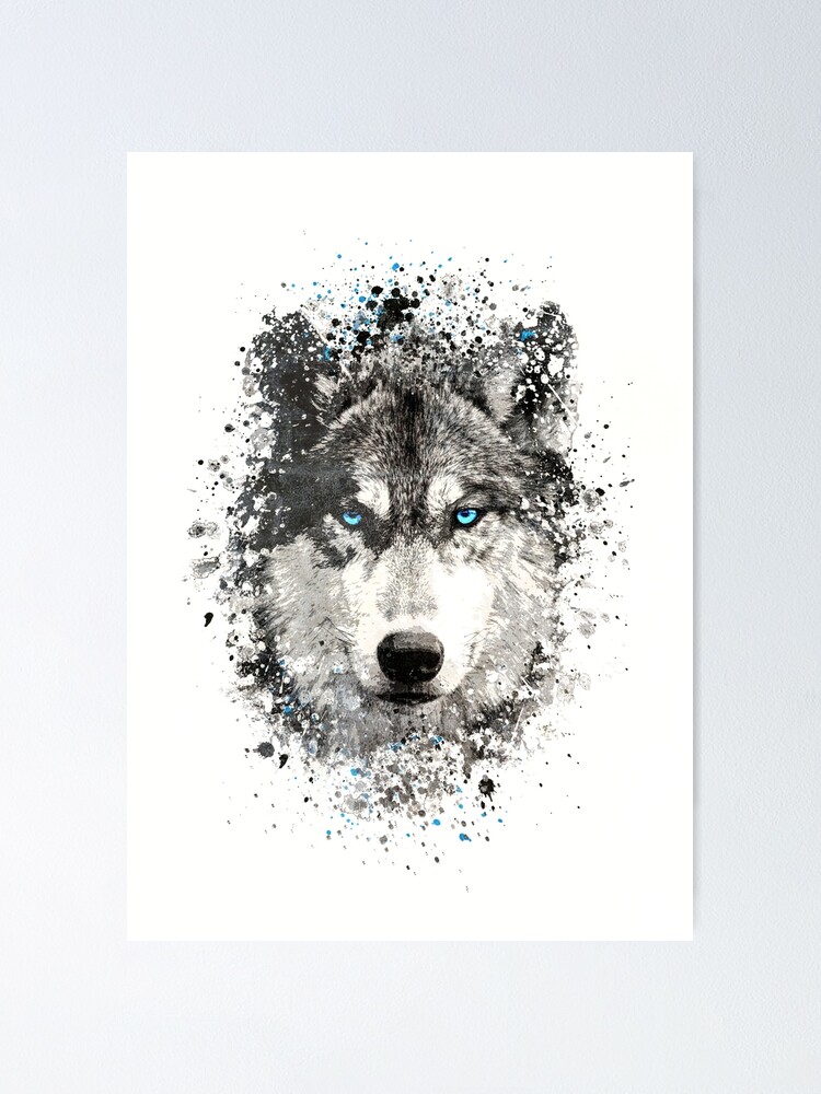 Poster Loup Aux Yeux Bleus Par Jpvoodoo Redbubble