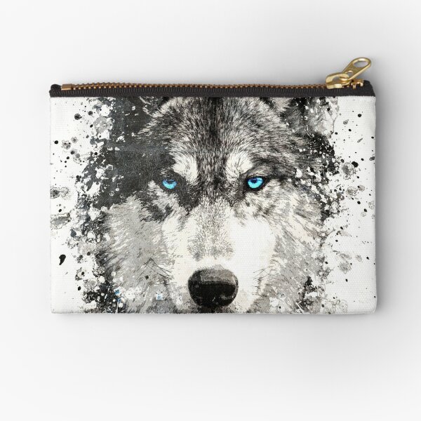 Wolf with blue eyes Zipper Pouch