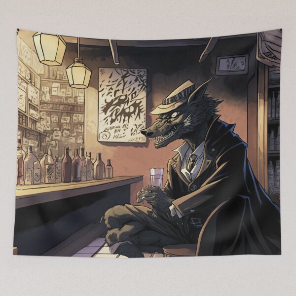 Item preview, Black sad comic style wolf designed and sold by IA-Power.