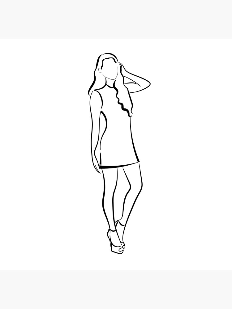 "Outline drawing of young woman." Framed Art Print by Alexx60 | Redbubble