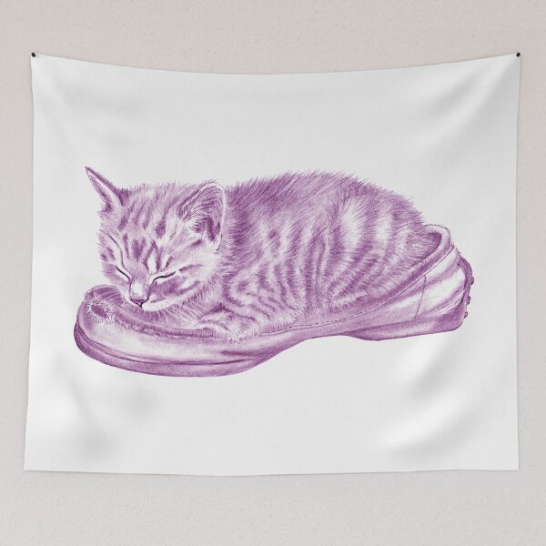 Item preview, Kitten sleeping in an old shoe - purple colorized version designed and sold by SylvieG18.