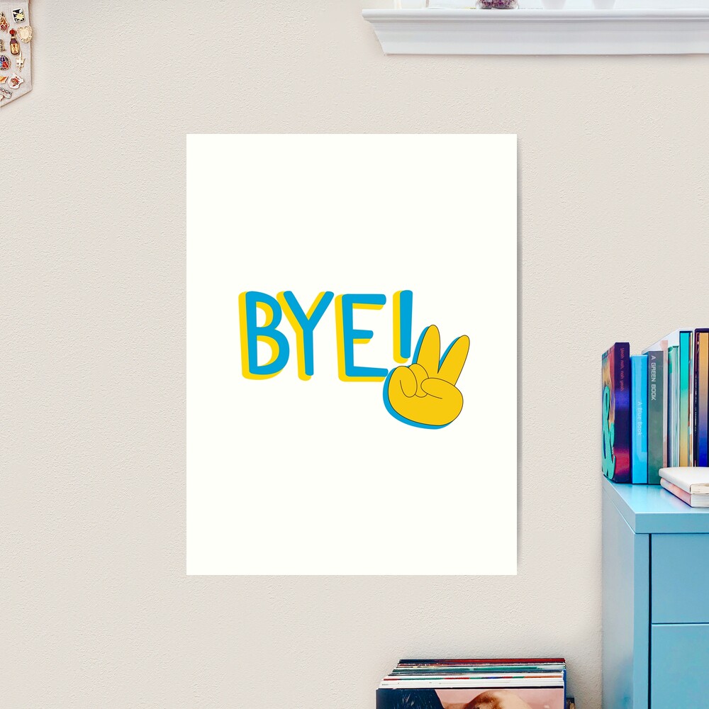 Bye Yellow Emoji Hand Peace Sign