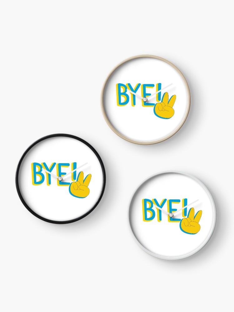 Bye Yellow Emoji Hand Peace Sign Clock for Sale by