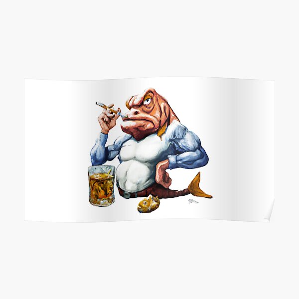 "Smoking fish with beer fish" Poster for Sale by brainverse Redbubble