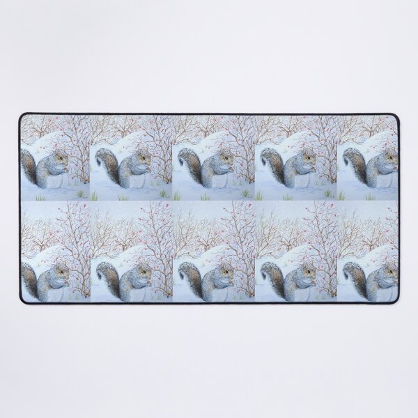 Item preview, Cute gray squirrel snow scene wildlife  designed and sold by pollywolly.