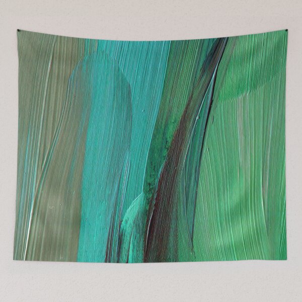 Item preview, Aqua And Vibrant Green Big Brushstrokes Abstract Painting designed and sold by DEC02.