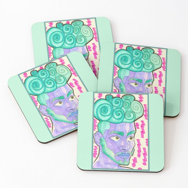 Item preview, Retrato de hombre de pelo rizado Aqua designed and sold by Harold-Inks.
